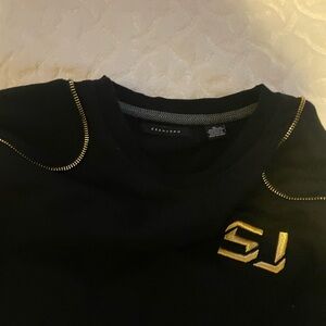 Sean John Black Sweatshirt with Gold Stitching and Logo